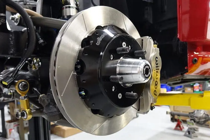 A close-up of a 1968 Mustang GT 2+2 Fastback performance brake