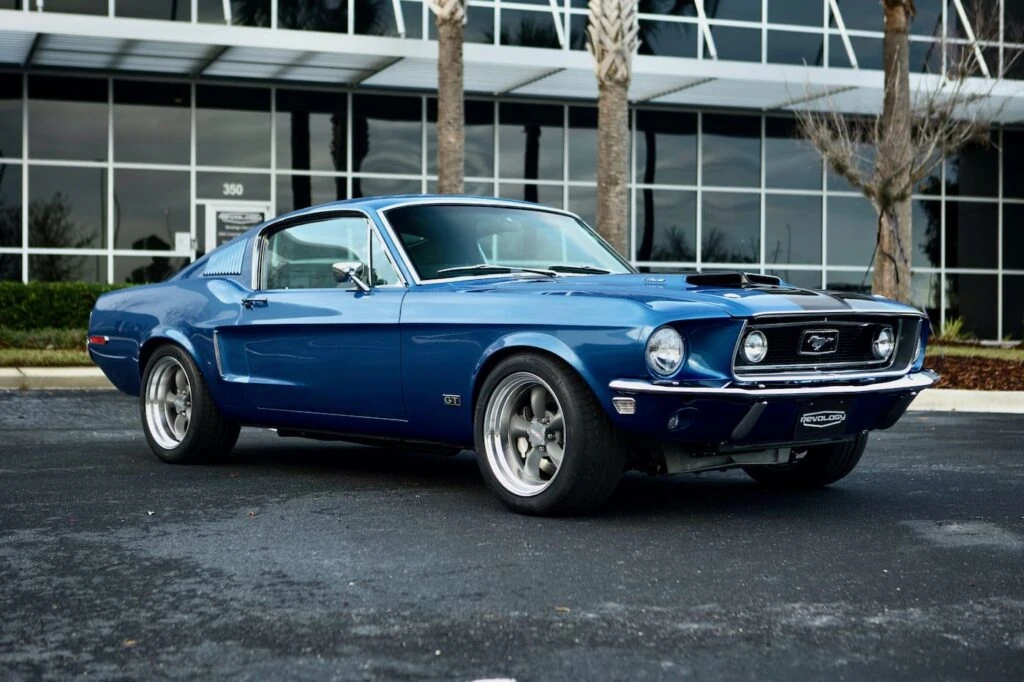 Front external view of a 1968 Mustang GT 2+2 Fastback Cobra Jet.